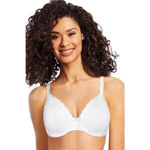 Bali 36D White Smoothing Underwire Bra Lace Trim Full Coverage NWT